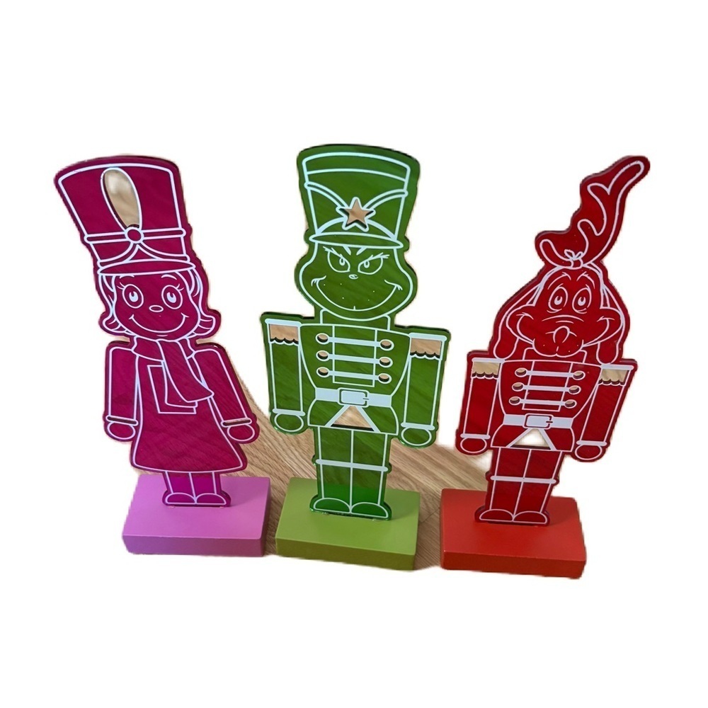Dr. Seuss Pink, Green, and Red Holiday Figures Nutcracker Soldier NEW Grinch Max
